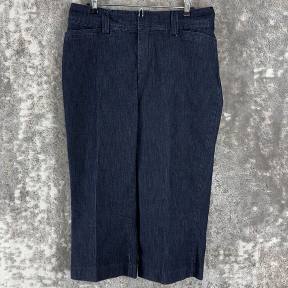 Lee Womens Size 10 Natural Fit Cropped Flat Front Casual Pants Blue Button Zip - Picture 1 of 11